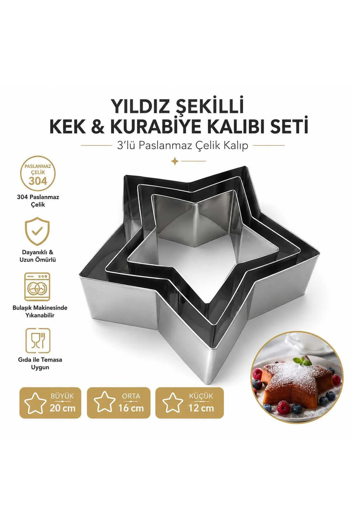 Narkalıp Yıldız Şeklinde Pasta & Kek Kalıbı – Derinlik 10 cm Narkalıp Yıldız Şeklinde Pasta & Kek Kalıbı – Derinlik 10 cm