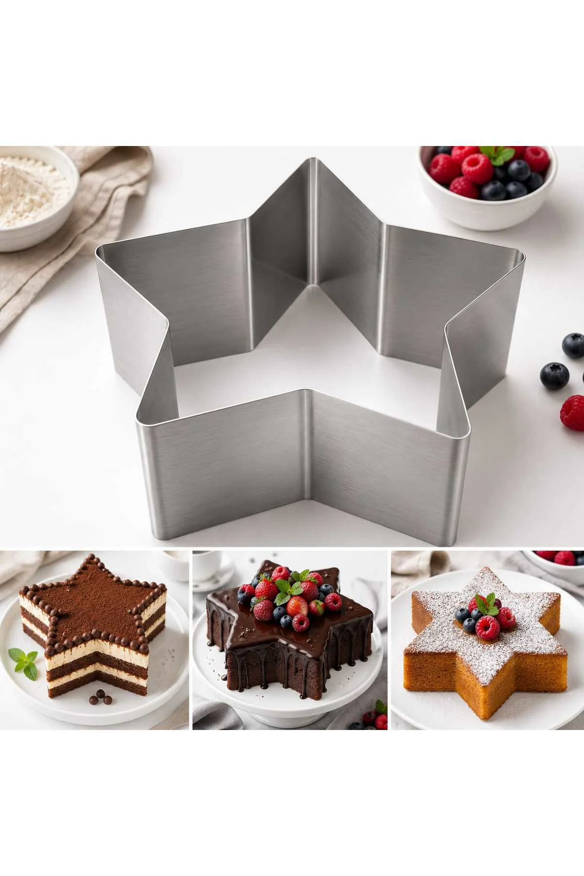 Narkalıp Yıldız Şeklinde Pasta & Kek Kalıbı – Çap 25 cm | Derinlik 10 cm