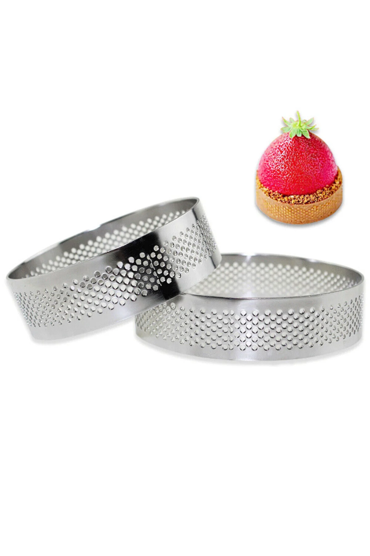 Narkalıp Yuvarlak Delikli Tart Kalıbı Çap 8cm Derinlik 2,5cm 4 Lü