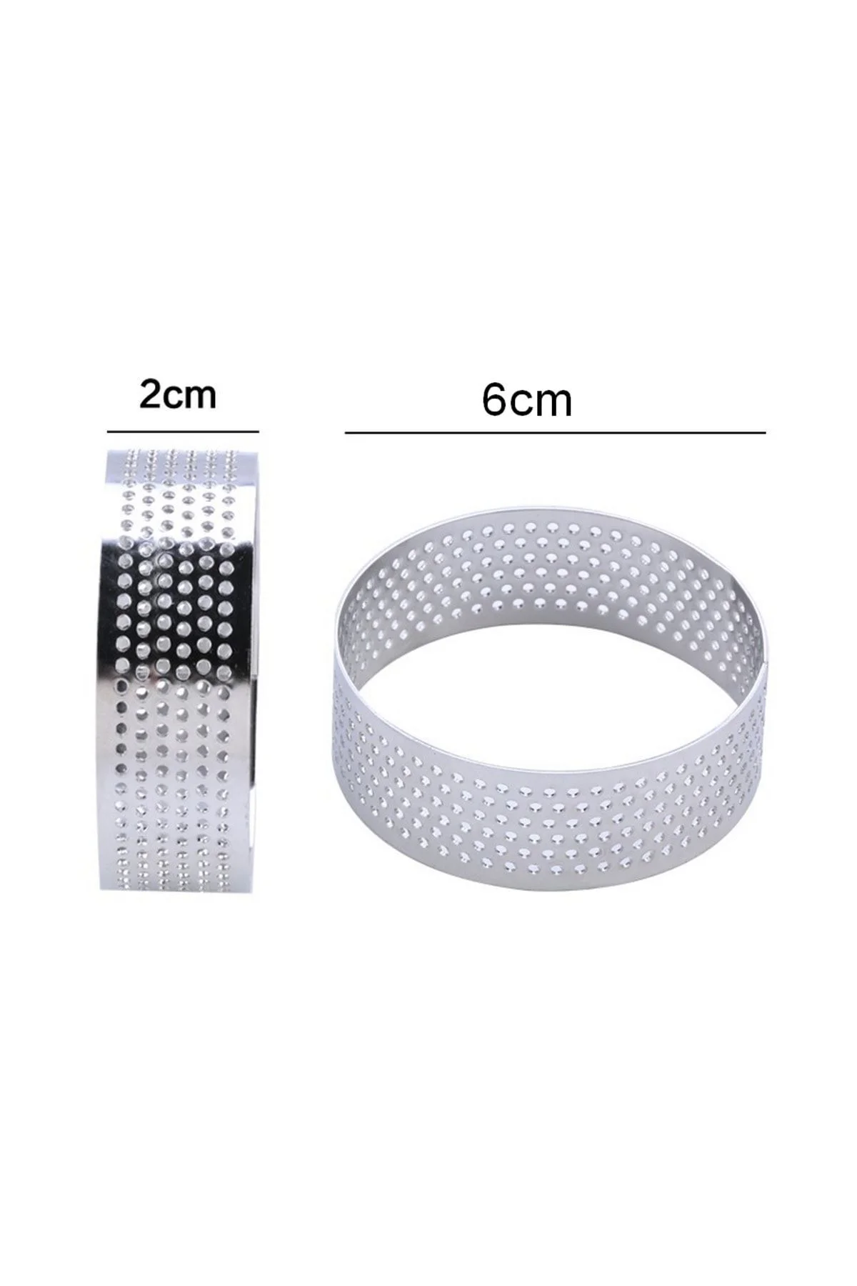Narkalıp Yuvarlak Delikli Tart Kalıbı Küçük Boy Çap 6 Cm 6 Adet
