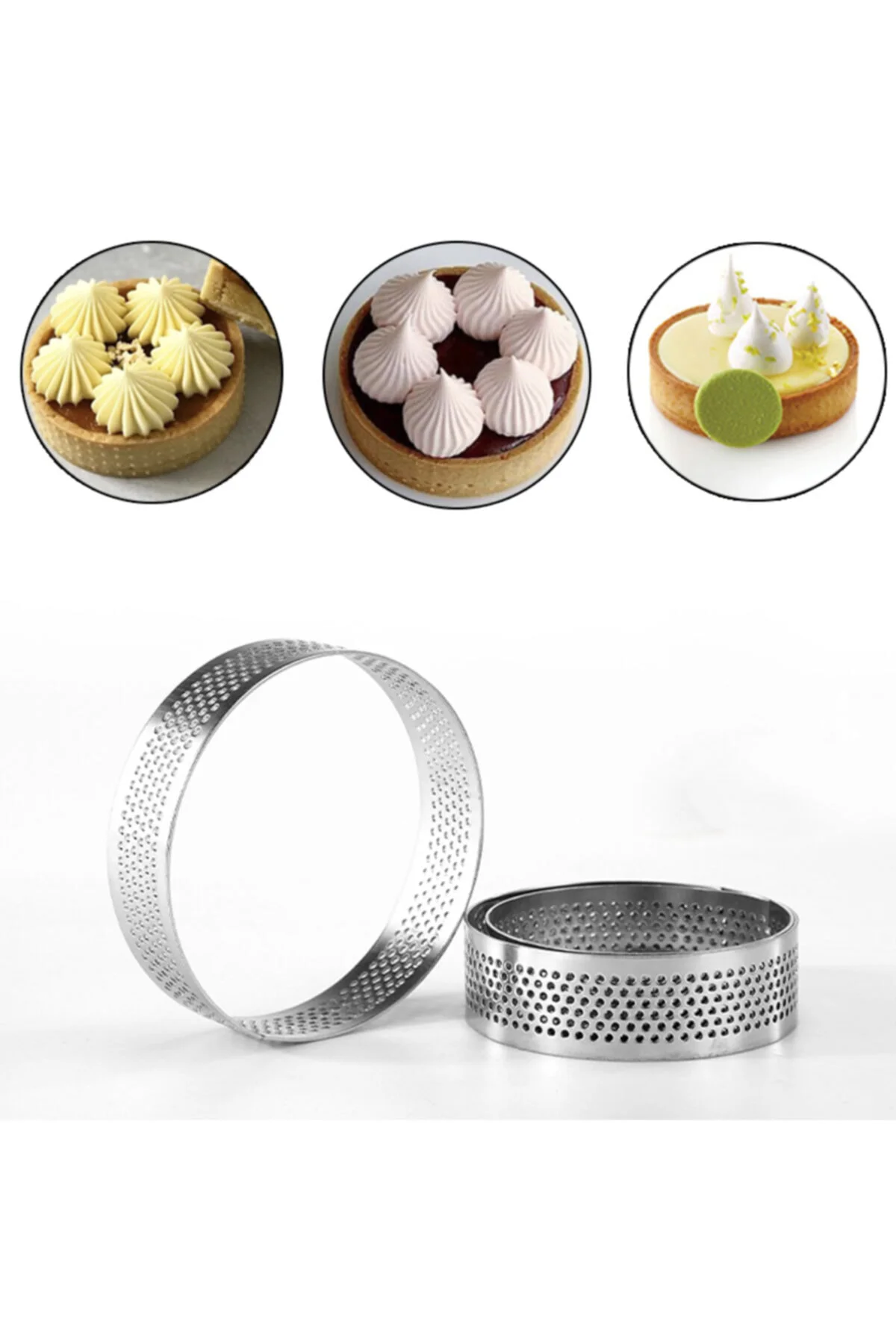 Narkalıp Yuvarlak Delikli Tart Kalıbı 2 Li En 10cm