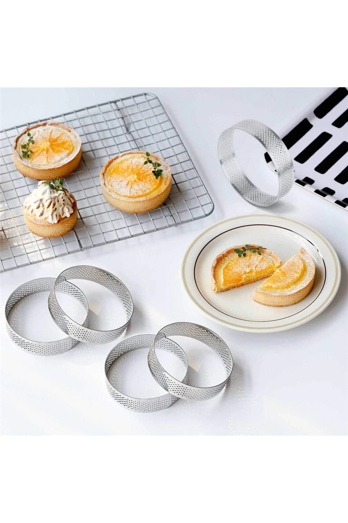 Narkalıp Yuvarlak Delikli Tart Kalıbı 12cm 4 Lü
