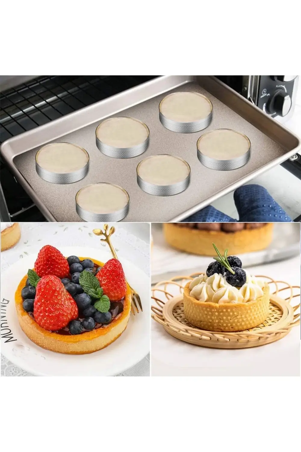 Nar Kalıp Narkalıp Yuvarlak Delikli Tart Kalıbı 10 Cm 4 Lü