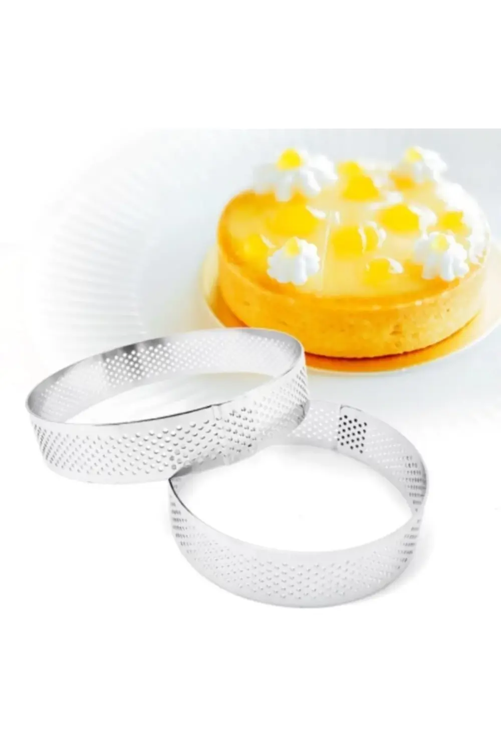 Nar Kalıp Narkalıp Yuvarlak Delikli Tart Kalıbı 2 Li En 10Cm