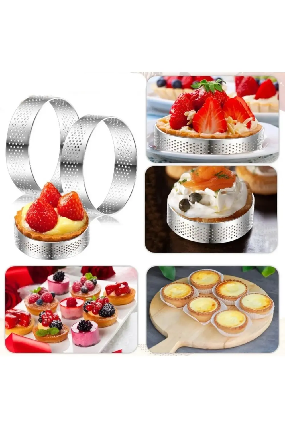 Nar Kalıp Narkalıp Yuvarlak Delikli Tart Kalıbı Çap 8Cm Derinlik 2,5Cm 4 Lü