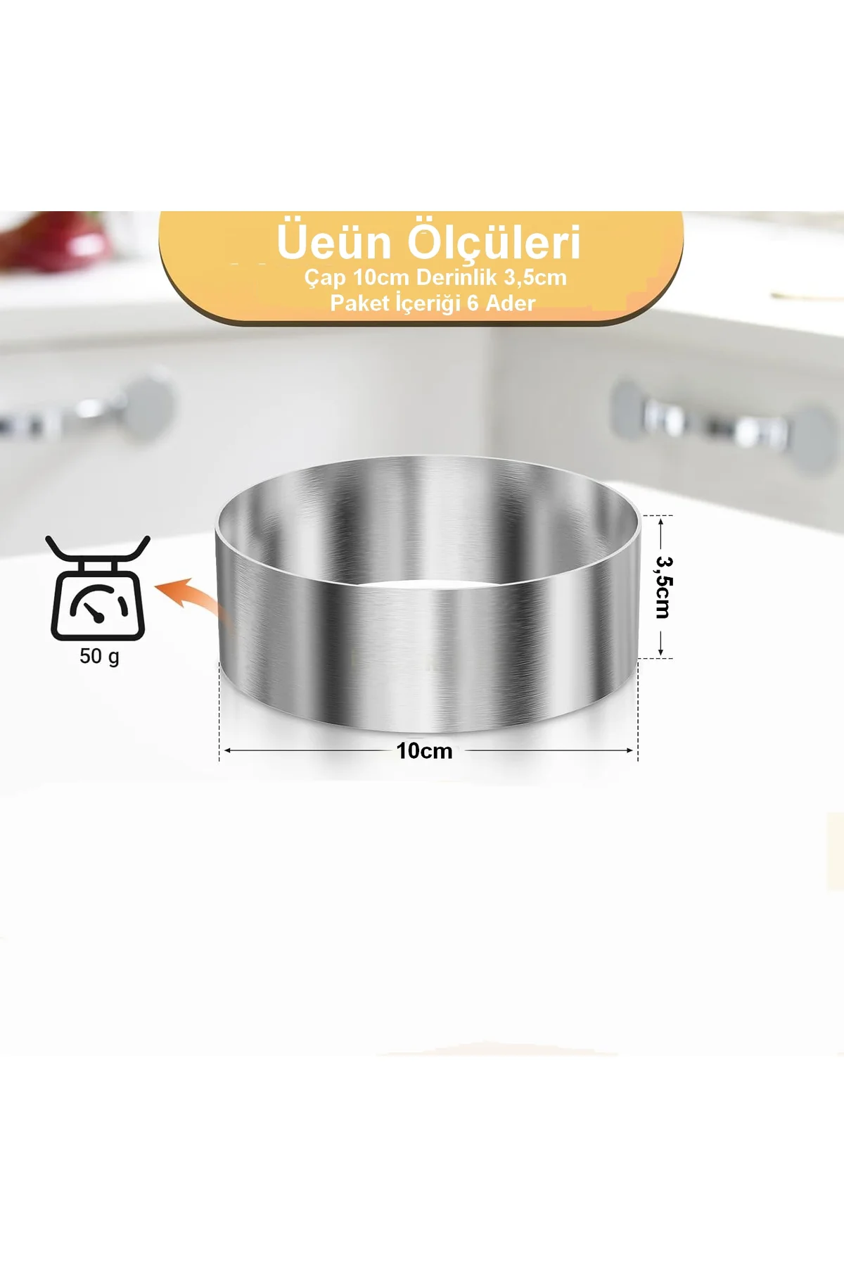 Narkalıp Yuvarlak Hamburger,Omlet Pasta Pişirme Kalıbı Çap 10cm D