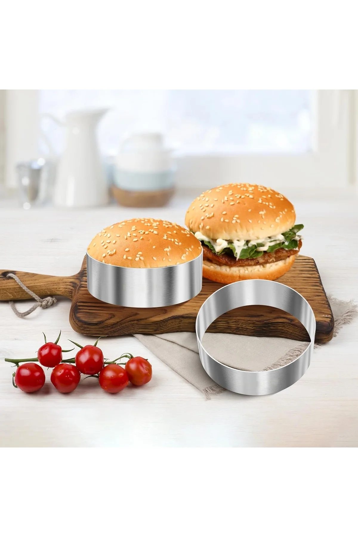 Narkalıp Yuvarlak Hamburger,Omlet Pasta Pişirme Kalıbı Çap 10cm D