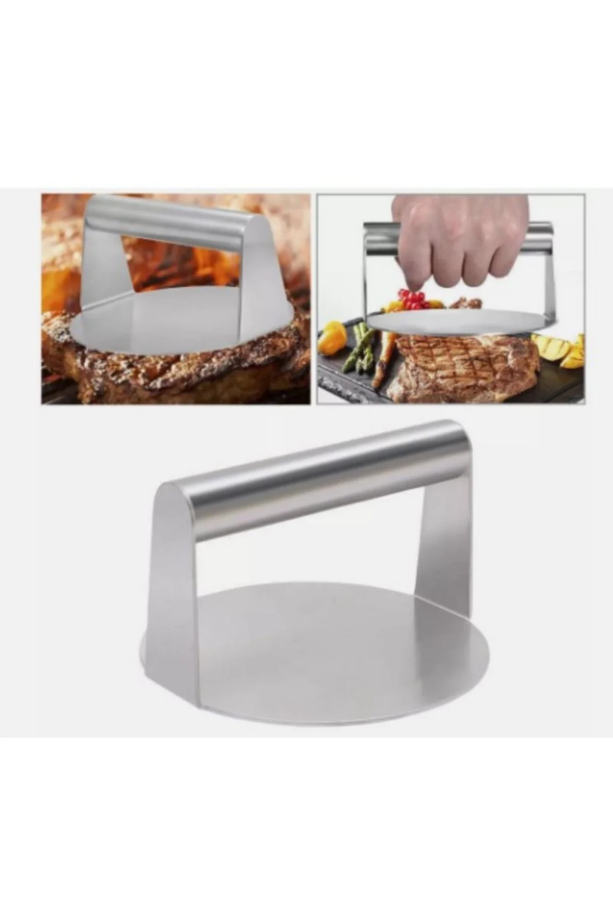 Narkalıp Yuvarlak Paslanmaz Çelik Hamburger Et Pres Aparatı 14cm