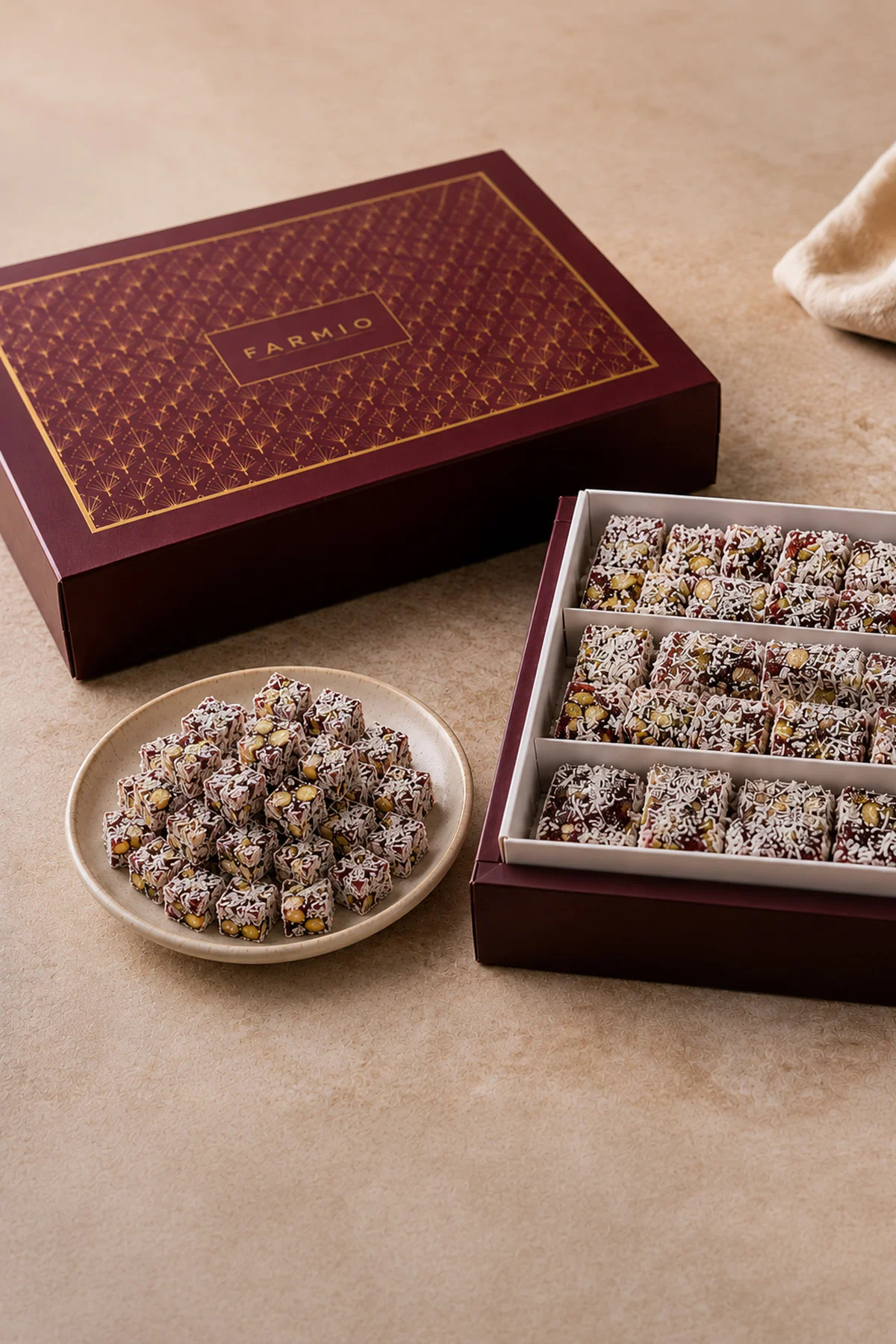 Narlı Antep Fıstıklı Çifte Kavrulmuş Lokum - 500gr - Glikoz İçermez