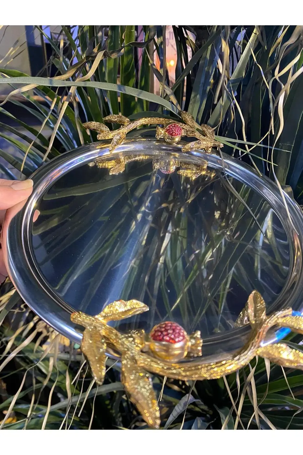 Narlı Metal Yuvarlak Sunum Tepsisi