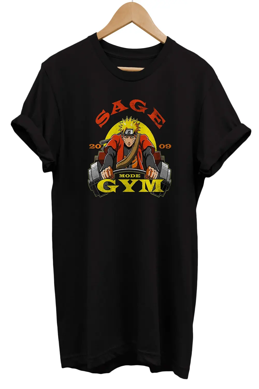 Naruto Gym Baskılı %100 Pamuk Oversize T-shirt Büyük Beden Tişört