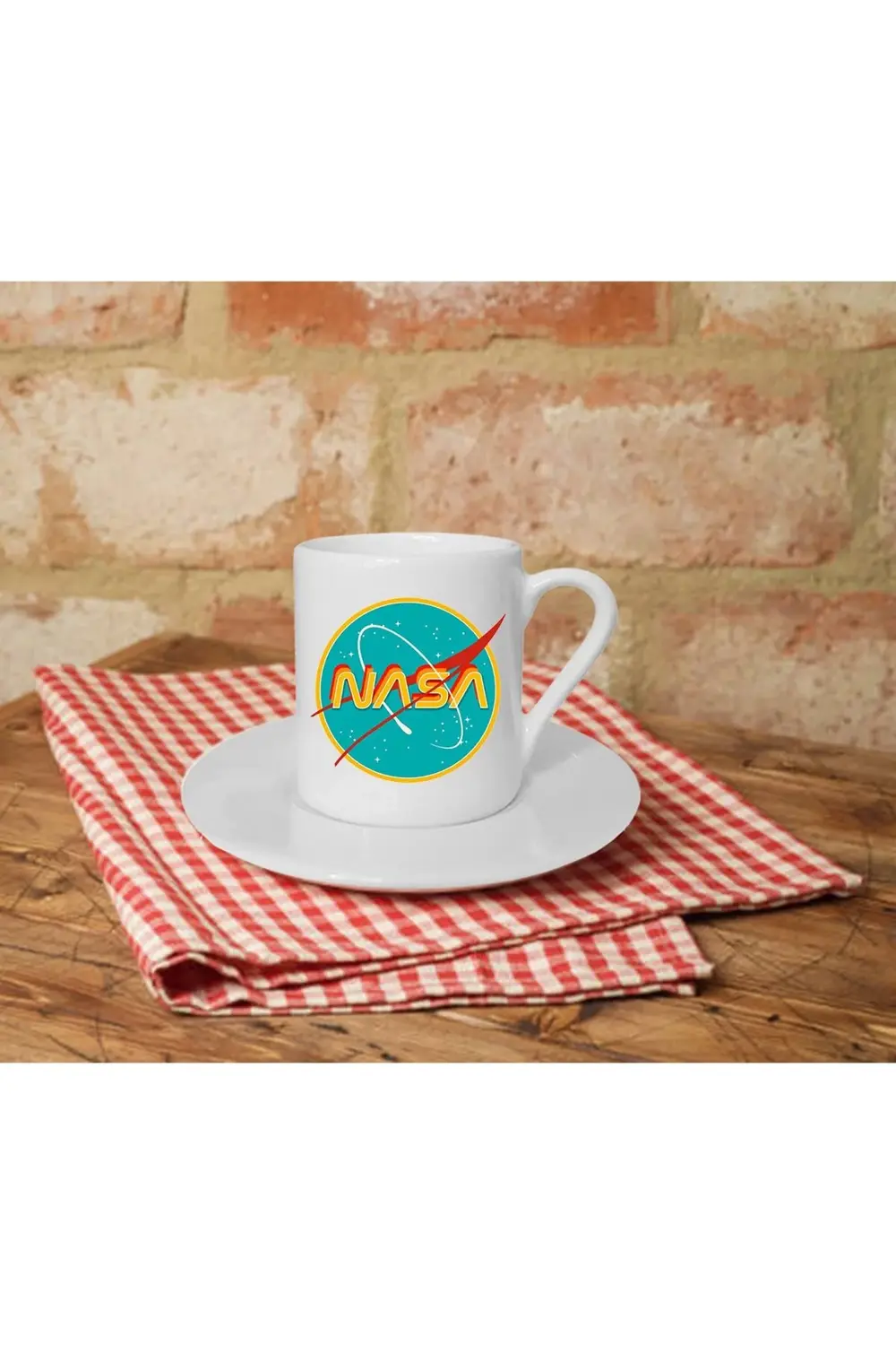 Nasa Baskılı Beyaz Türk Kahvesi Fincanı
