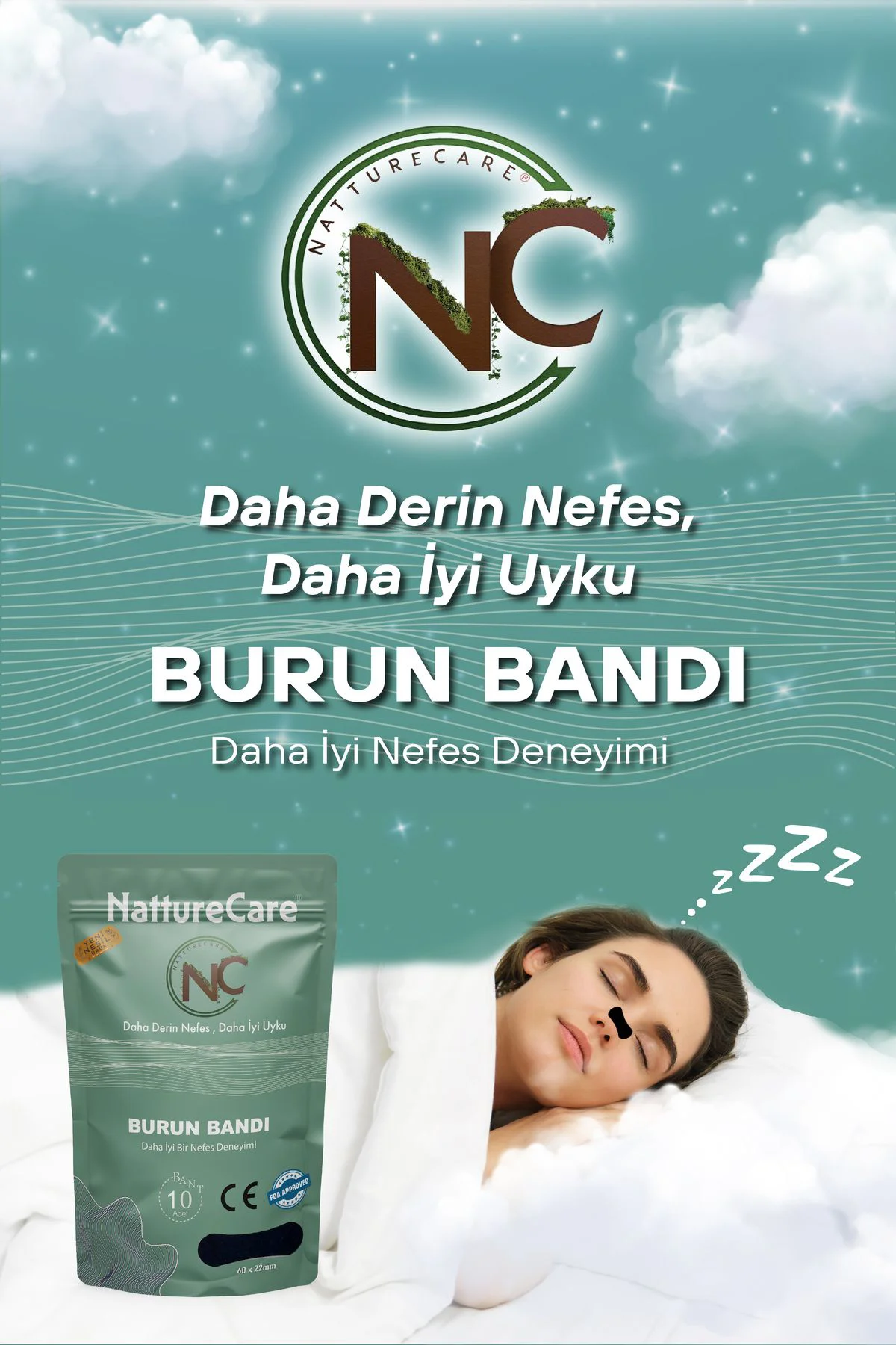 NattureCare 10lu burun bandı yuvarlak 60*22 siyah NattureCare 10lu burun bandı yuvarlak 60*22 siyah