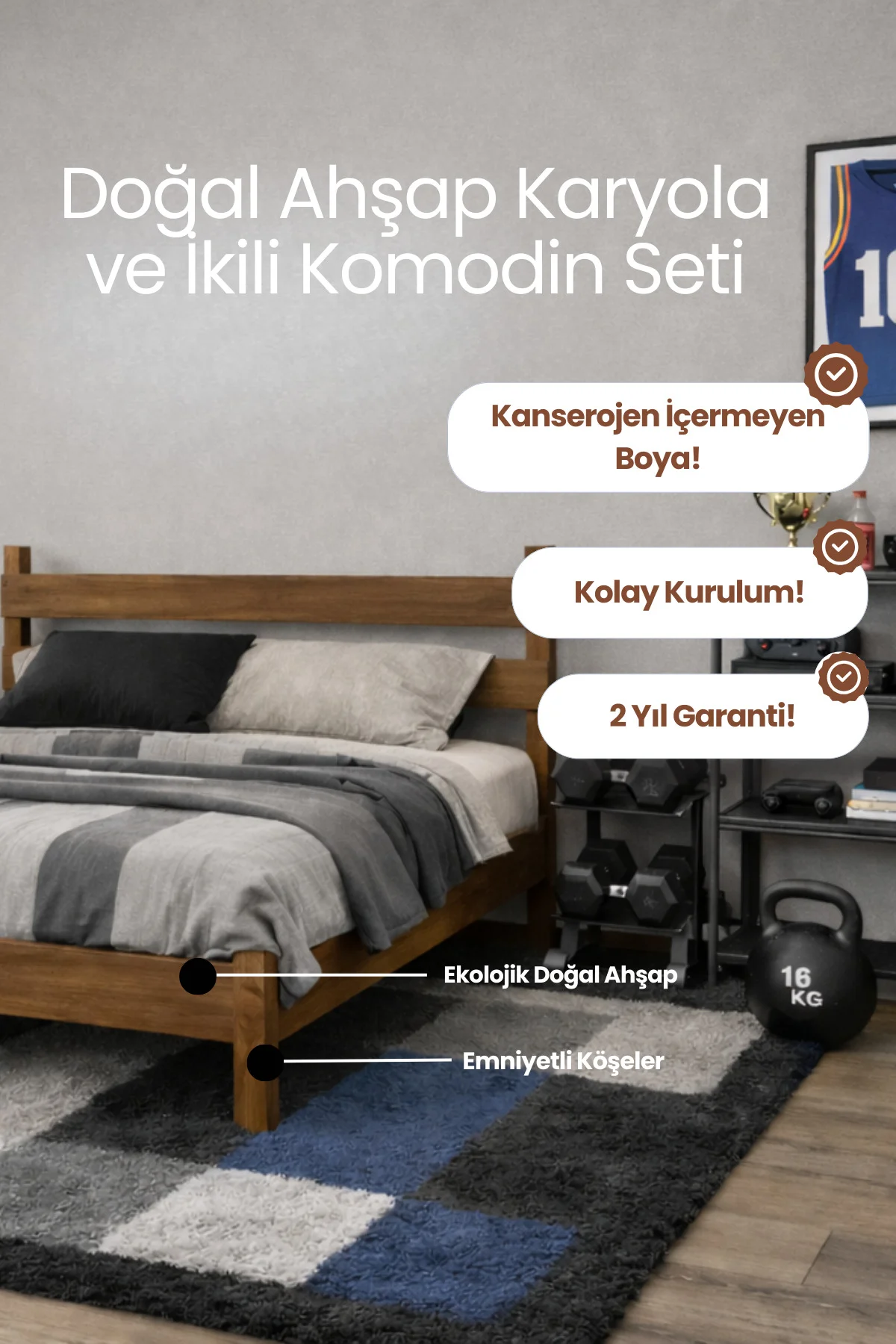 Natura Model Masif Ahşap Karyola ve 2 Adet Komodin Kolay Kurulum Fırınlanmış İthal Sibirya Çamı 120x200 Yatak Uyumlu 2 Adet Komodin Natura Model Masif Ahşap Karyola ve 2 Adet Komodin Kolay Kurulum Fırınlanmış İthal Sibirya Çamı 120x200 Yatak Uyumlu 2 Adet Komodin