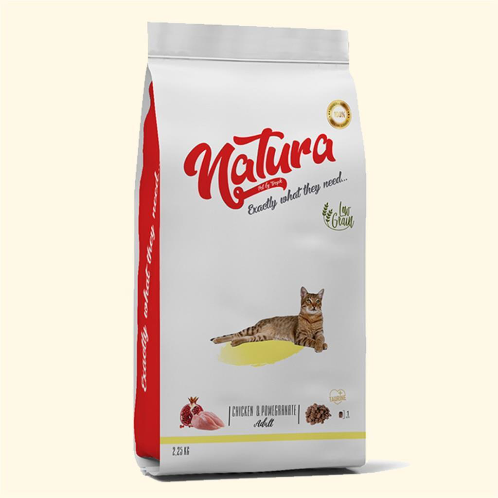 Natura Tavuklu ve Narlı Düşük Tahıllı Yetişkin Kedi Maması 2,25kg