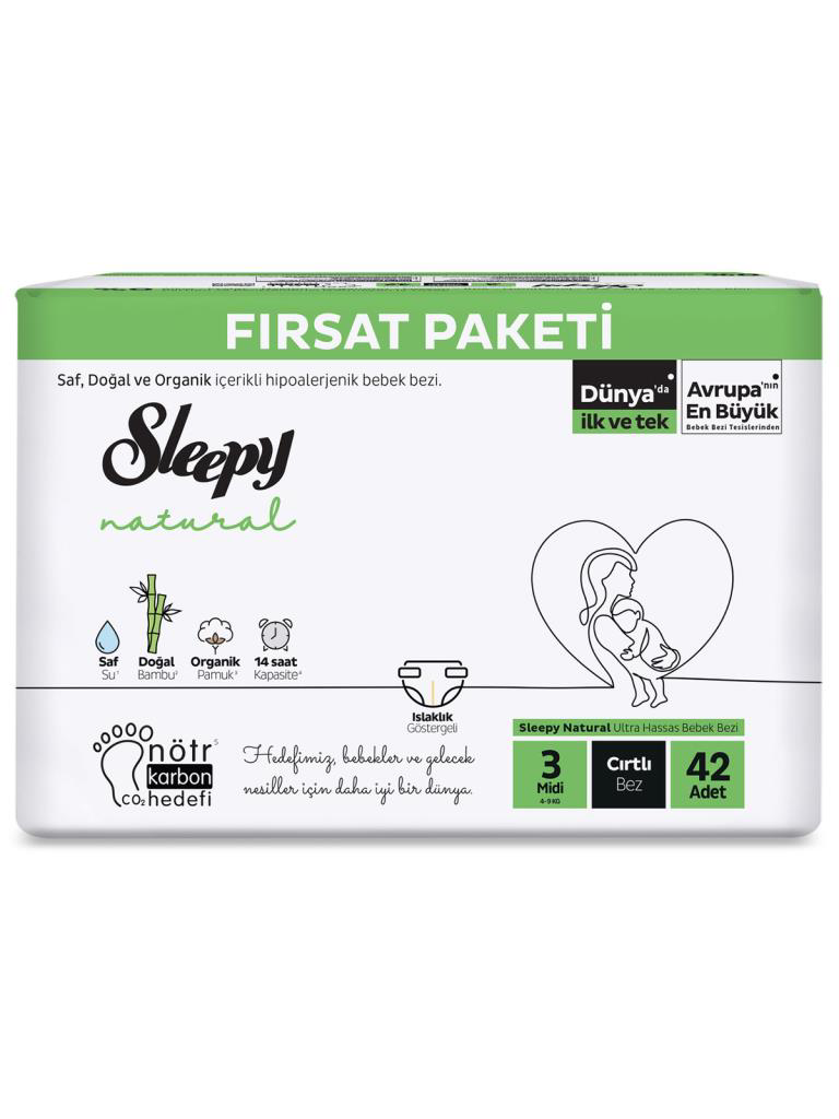 Natural Bebek Bezi Fırsat Paketi 3 Beden 42 Adet Natural Bebek Bezi Fırsat Paketi 3 Beden 42 Adet