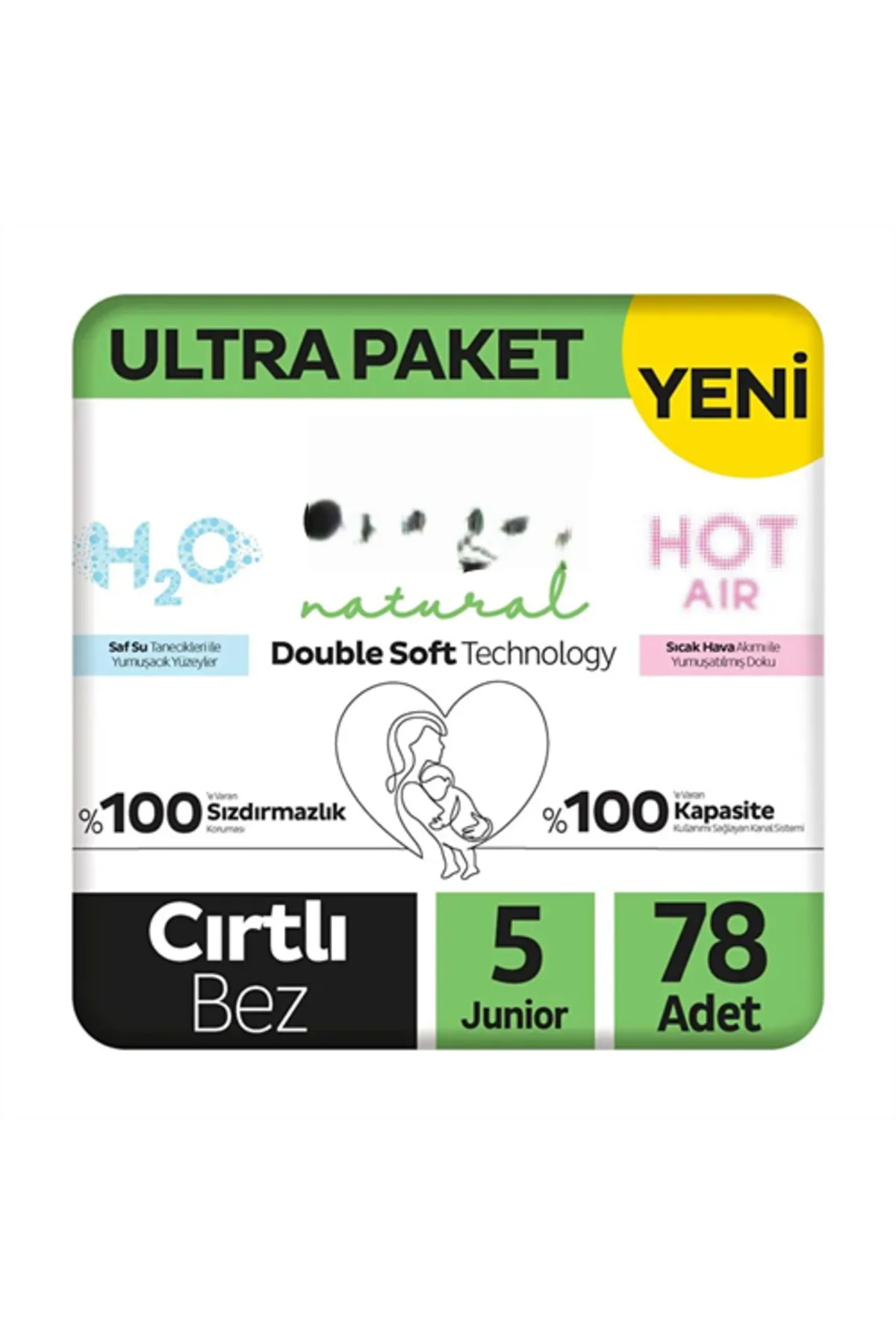 Natural Double Soft Bebek Bezi Ultra Paket 5 Beden 78 Adet