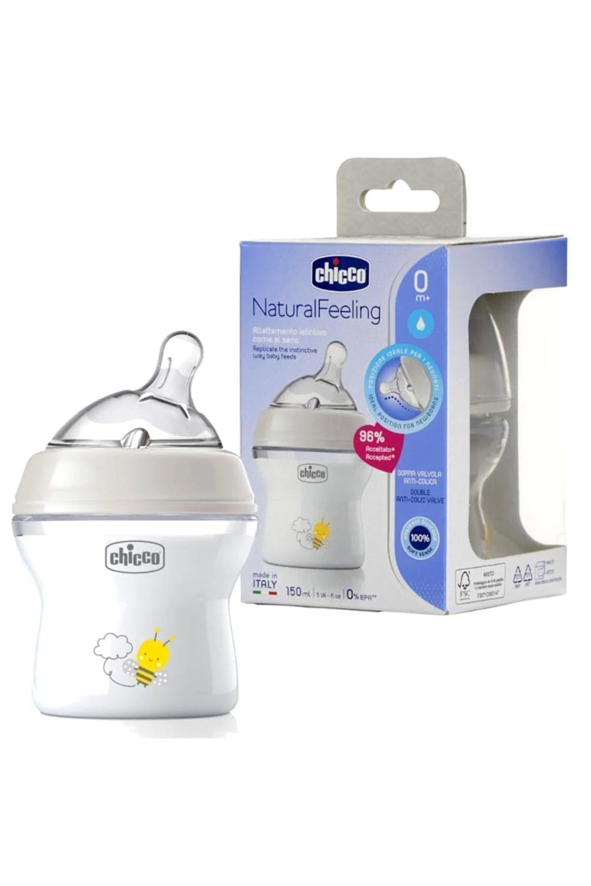 Natural Feeling Silikon Emzikli Pp Biberon Desenli 150 ml 0 Ay Ye