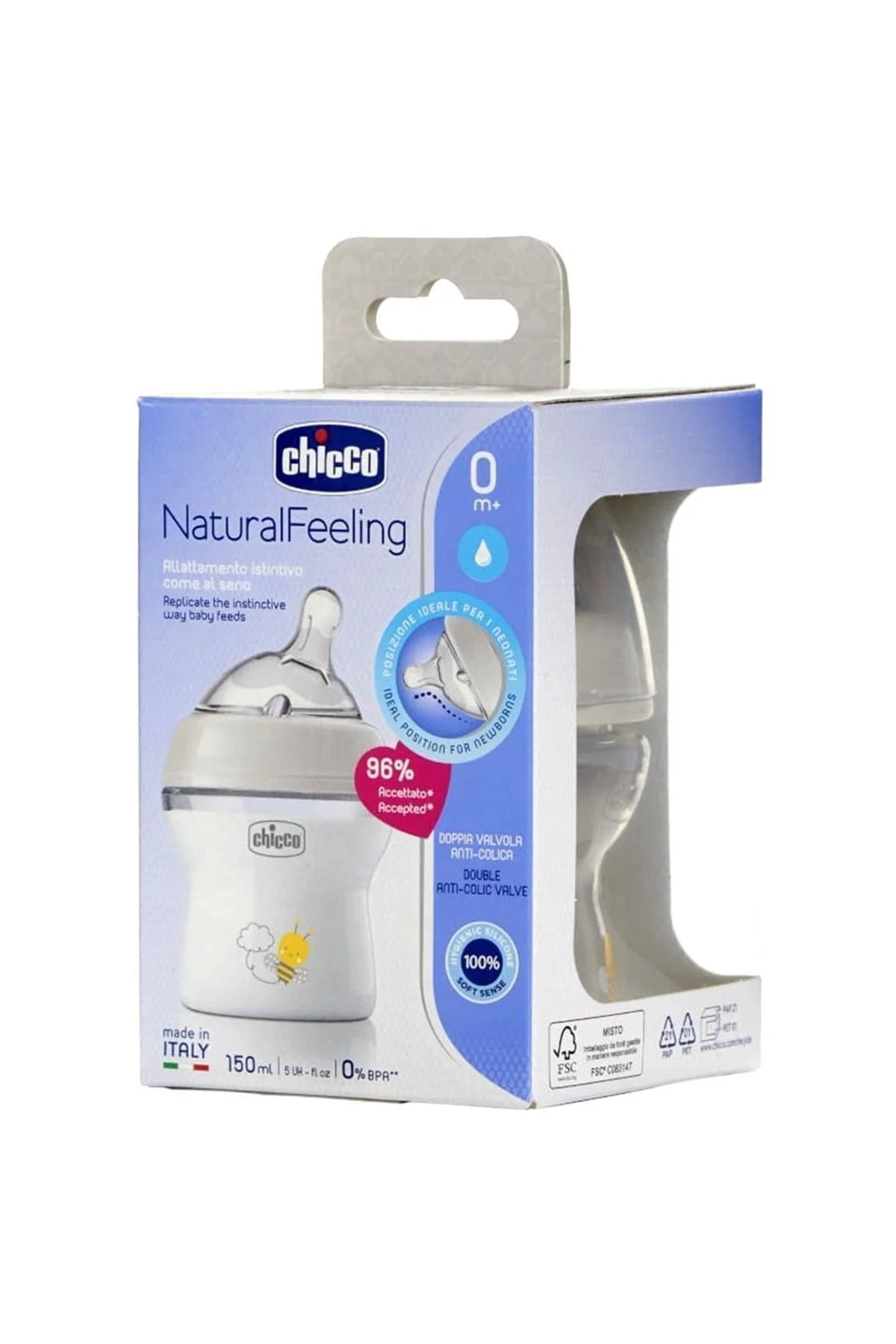 Natural Feeling Silikon Emzikli Pp Biberon Desenli 150 ml 0 Ay Ye