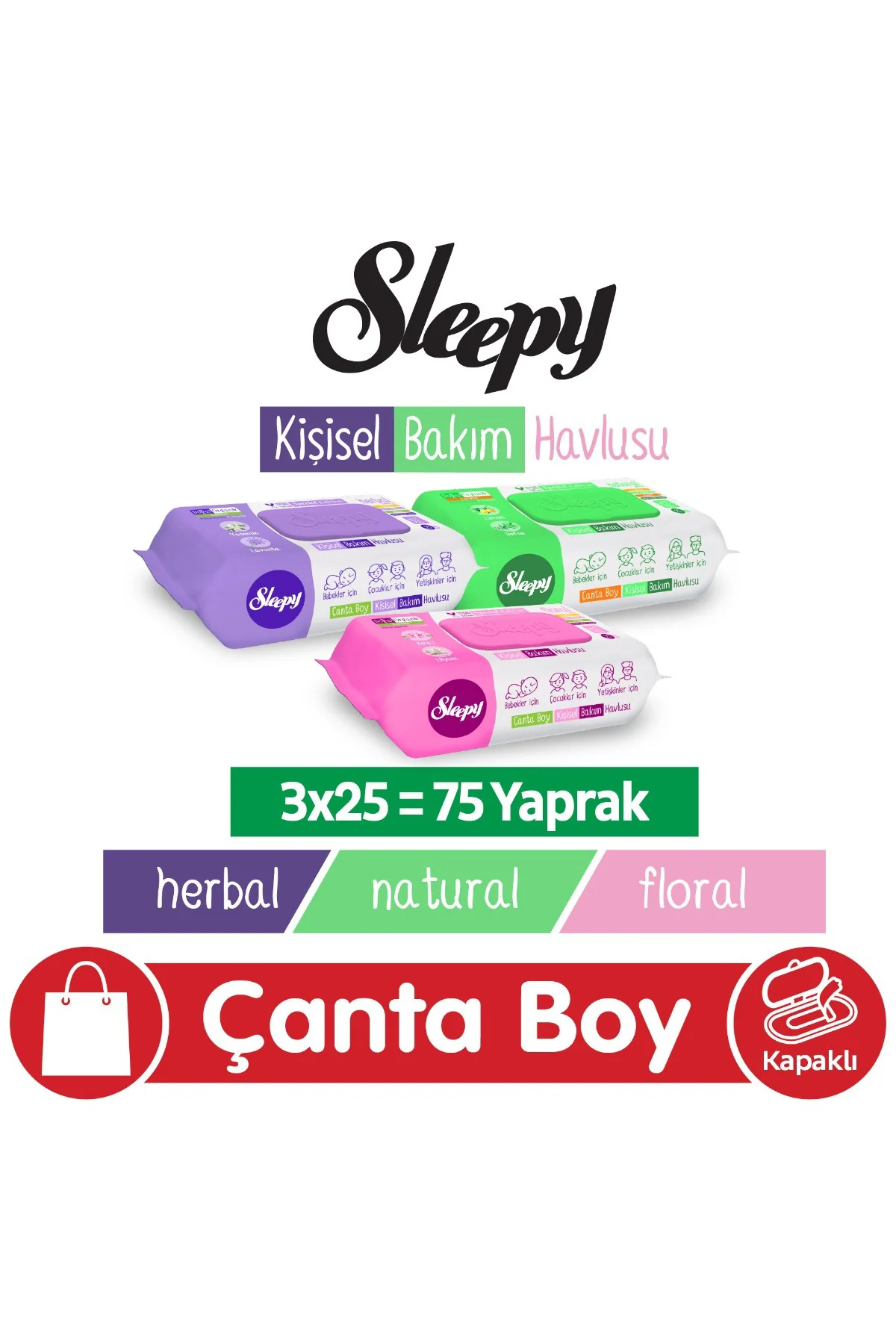 Natural + Floral + Herbal Kişisel Bakım Havlusu Çanta Boy 3x25 (75 Yaprak) Fiyatı, Yorumları ve Özellikleri