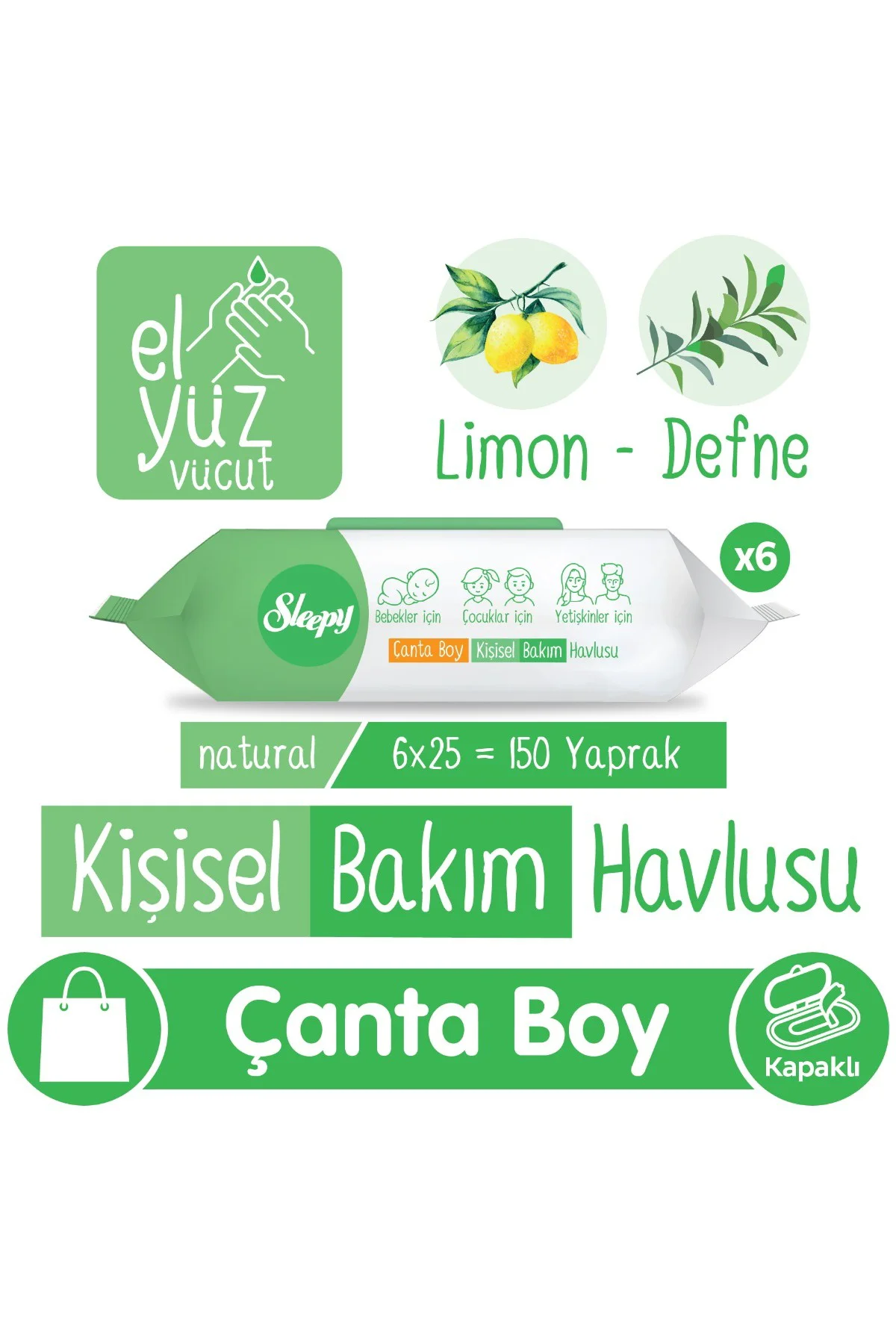 Natural Kişisel Bakım Havlusu Çanta Boy 6x25 (150 Yaprak) Fiyatı, Yorumları ve Özellikleri