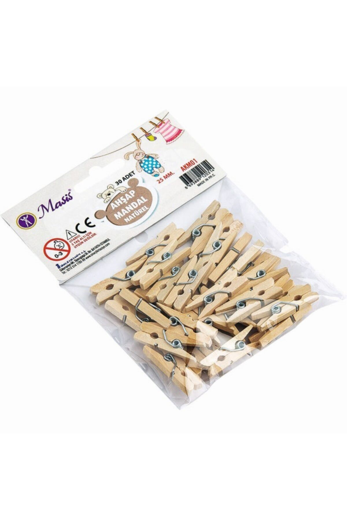 Gülpaş Natural Mini Ahşap Mandal 25 Mm 30 Adet