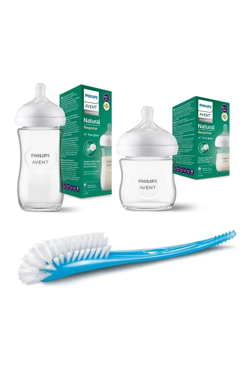 Natural Response Doğal Tepkili Cam Biberon 120ml, 0+ Ay + 240ml,