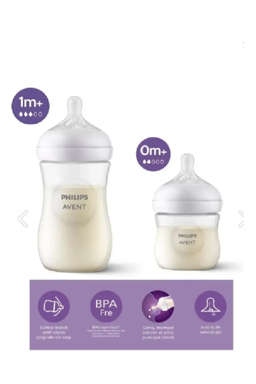 Natural Response Doğal Tepkili PP 2'li Biberon Seti, 125ml, 0+ Ay