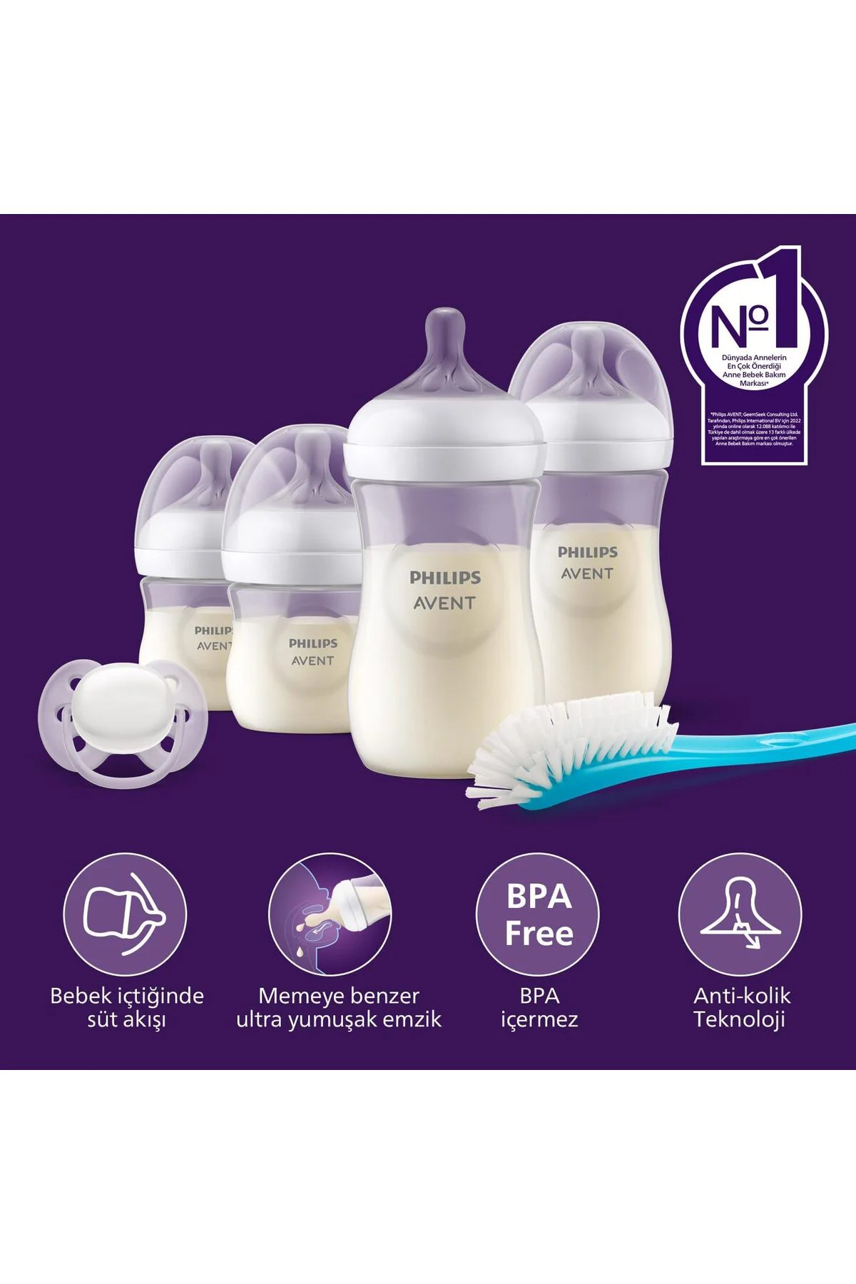 Natural Response PP Biberon Seti – 4 Biberon + Ultra Air Emzik 0-6 Ay + Biberon ve Emzik Temizleme Fırçası Natural Response PP Biberon Seti – 4 Biberon + Ultra Air Emzik 0-6 Ay + Biberon ve Emzik Temizleme Fırçası