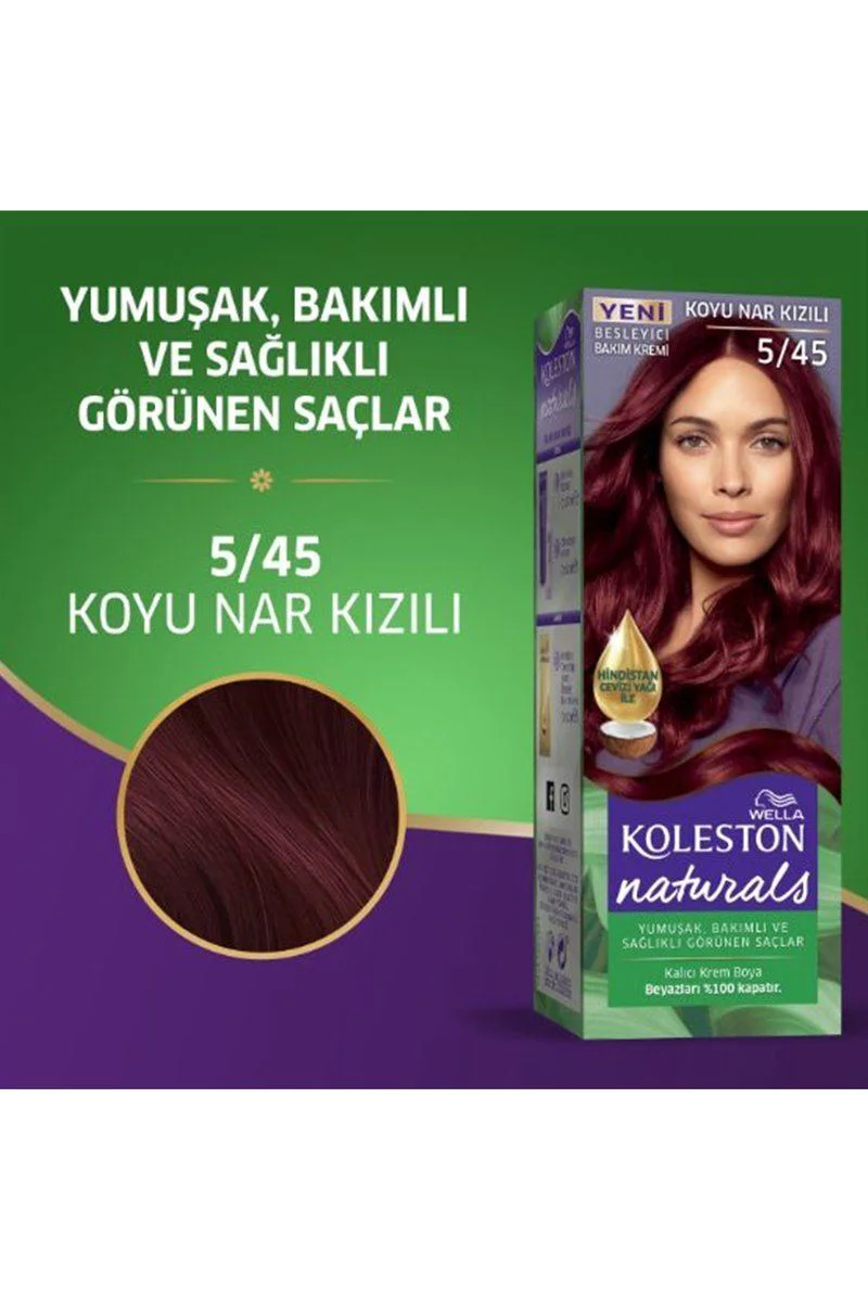 Naturals Saç Boyası Koyu Nar Kızılı 5/45 - Wella Koleston Naturals ile Uyumlu 2x Paket Fiyatı, Yorumları ve Özellikleri