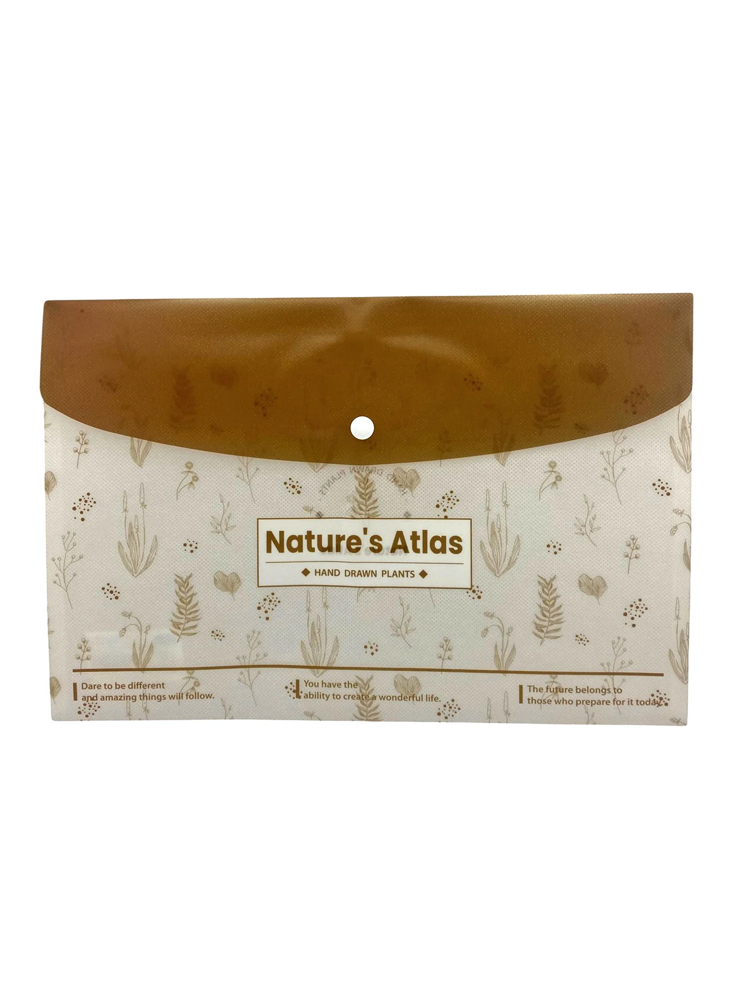 Nature Bitki Kahverengi Desenli Çıt Çıtlı Zarf Dosya - 1 Adet