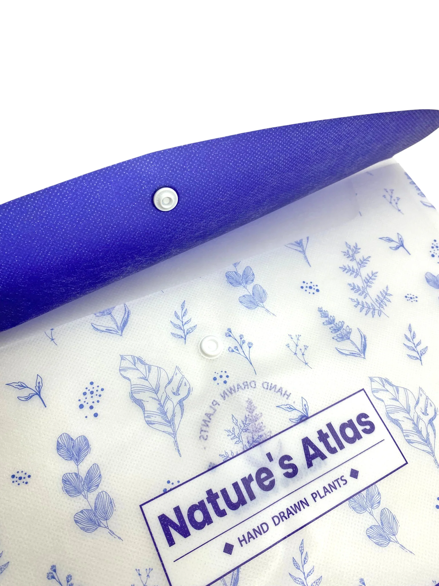 Nature Bitki Mavi Desenli Çıt Çıtlı Zarf Dosya - 1 Adet