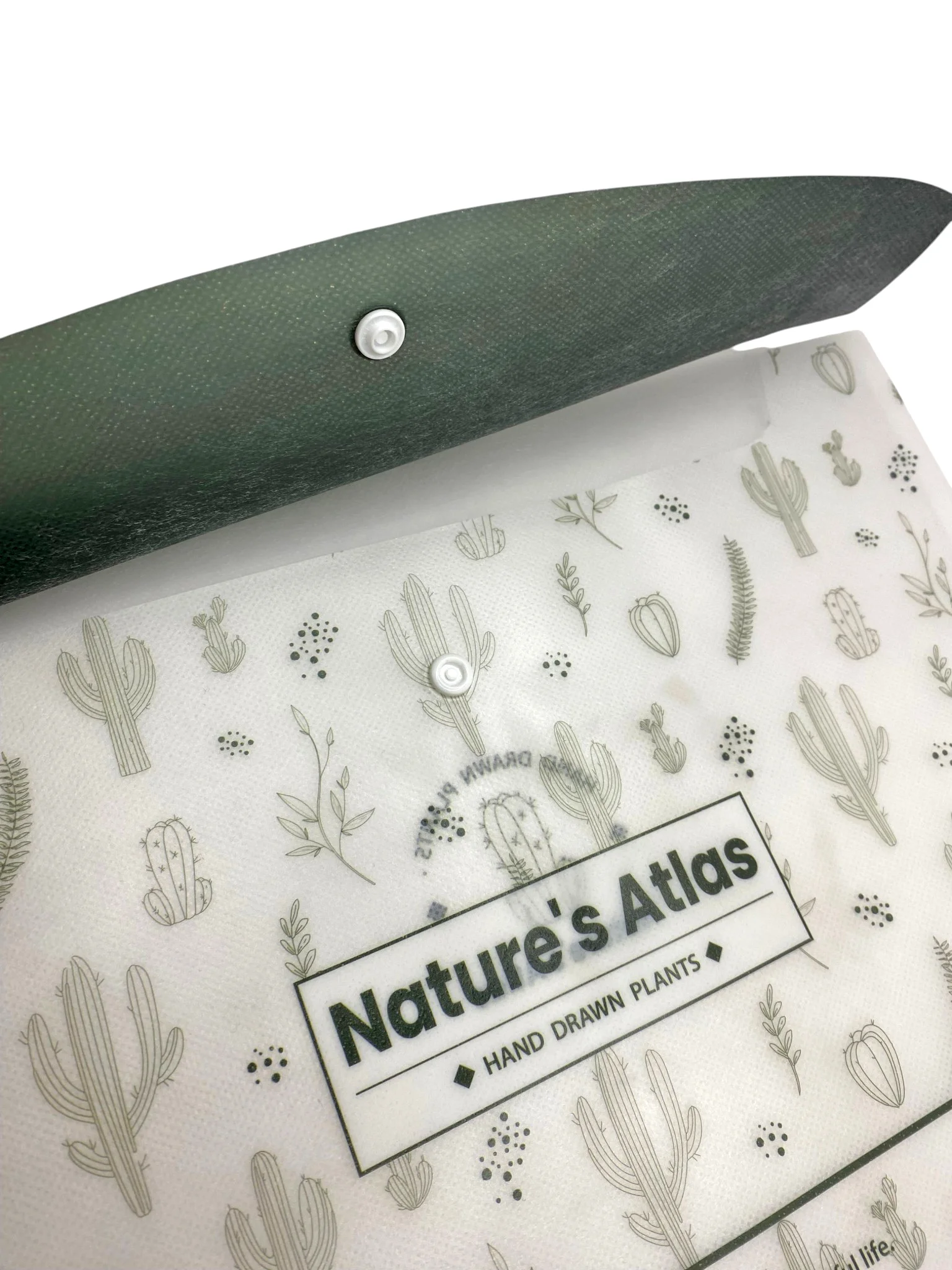 Nature Bitki Yeşil Desenli Çıt Çıtlı Zarf Dosya - 1 Adet