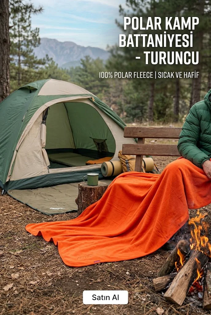 Naturecamp Rem Çok Amaçlı Turuncu Polar Kamp Battaniyesi – Çadır, Araç, Seyahat ve Ev Kullanımı