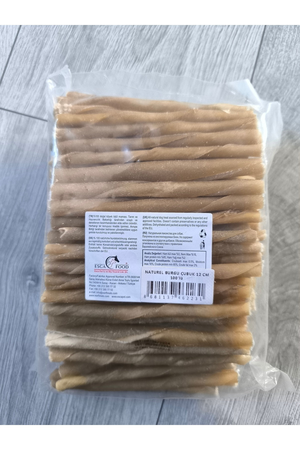 Naturel Burgu Köpek Ödülü Kemik 12 Cm - 100'lü 500 gr