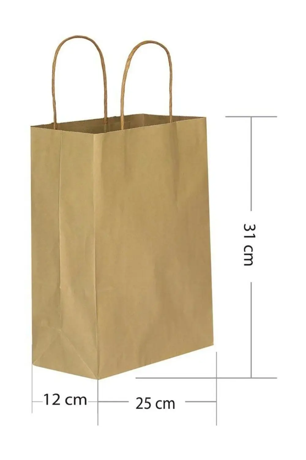 Naturel Kraft Hediye Çantası 25x12x31 cm 25'li