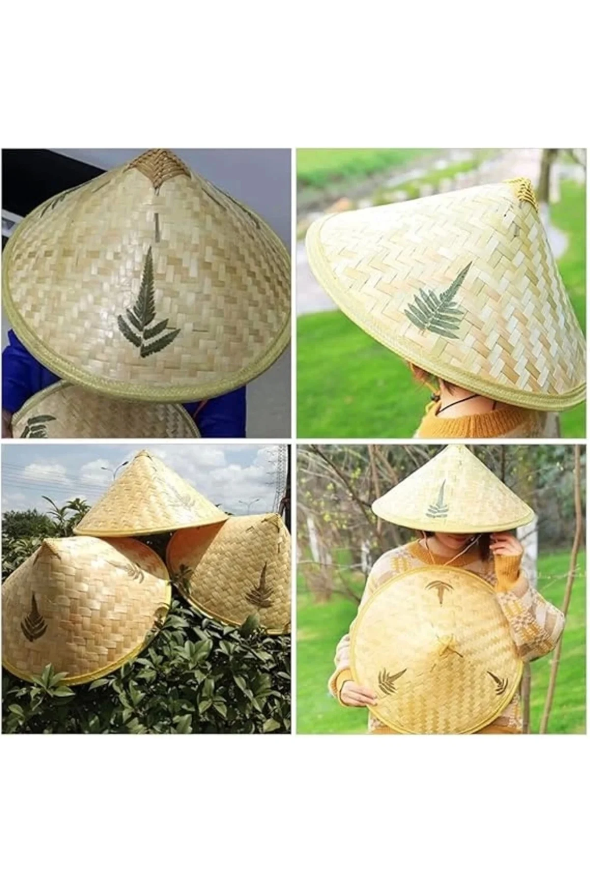 Naturel Renk Cambodia Kamboçyalı Vietnam Şapkası Pvc Hasır Naturel Renk Cambodia Kamboçyalı Vietnam Şapkası Pvc Hasır - Görsel 2