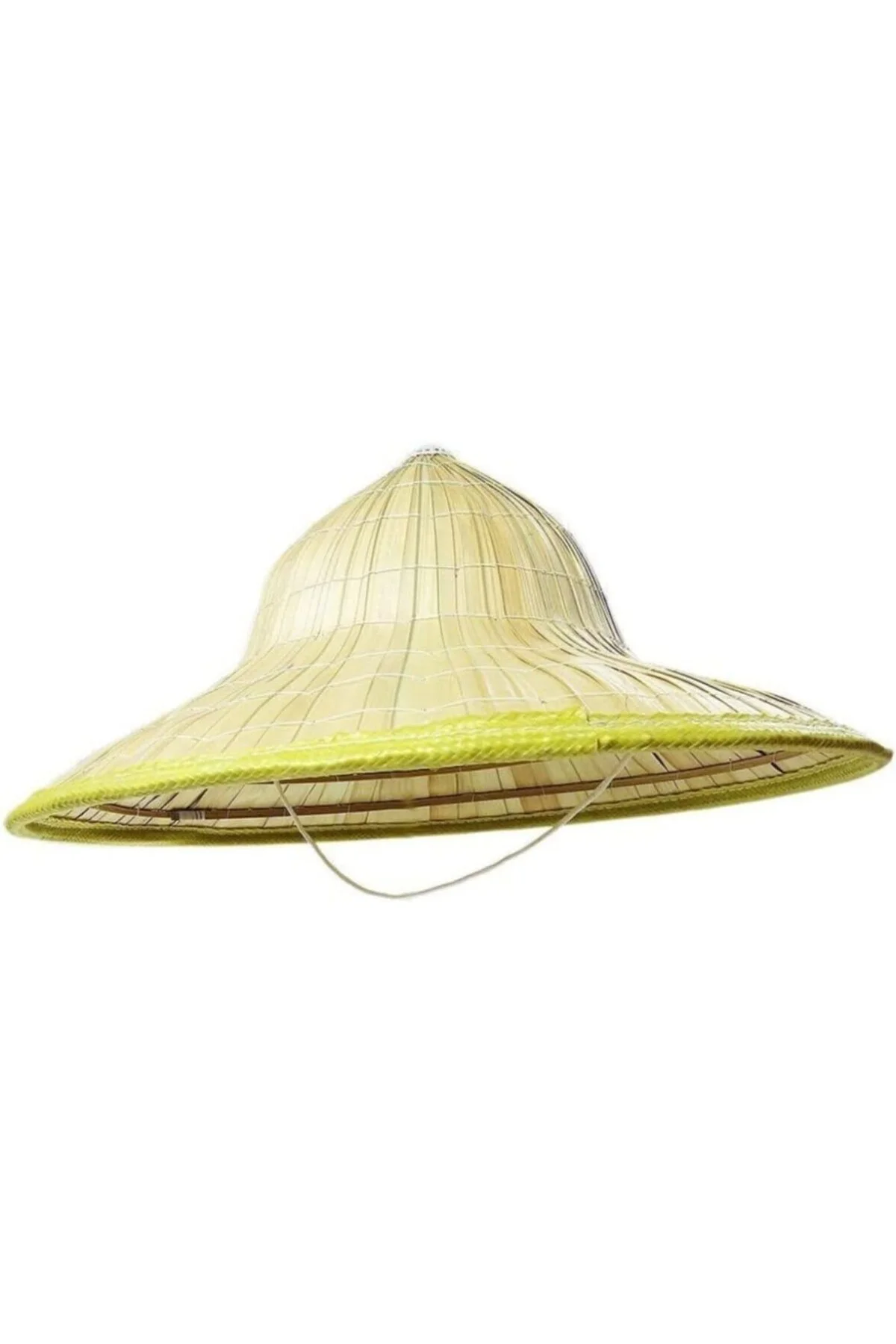 Naturel Renk Cambodia Kamboçyalı Vietnam Konik Şapkası Pvc Hasır