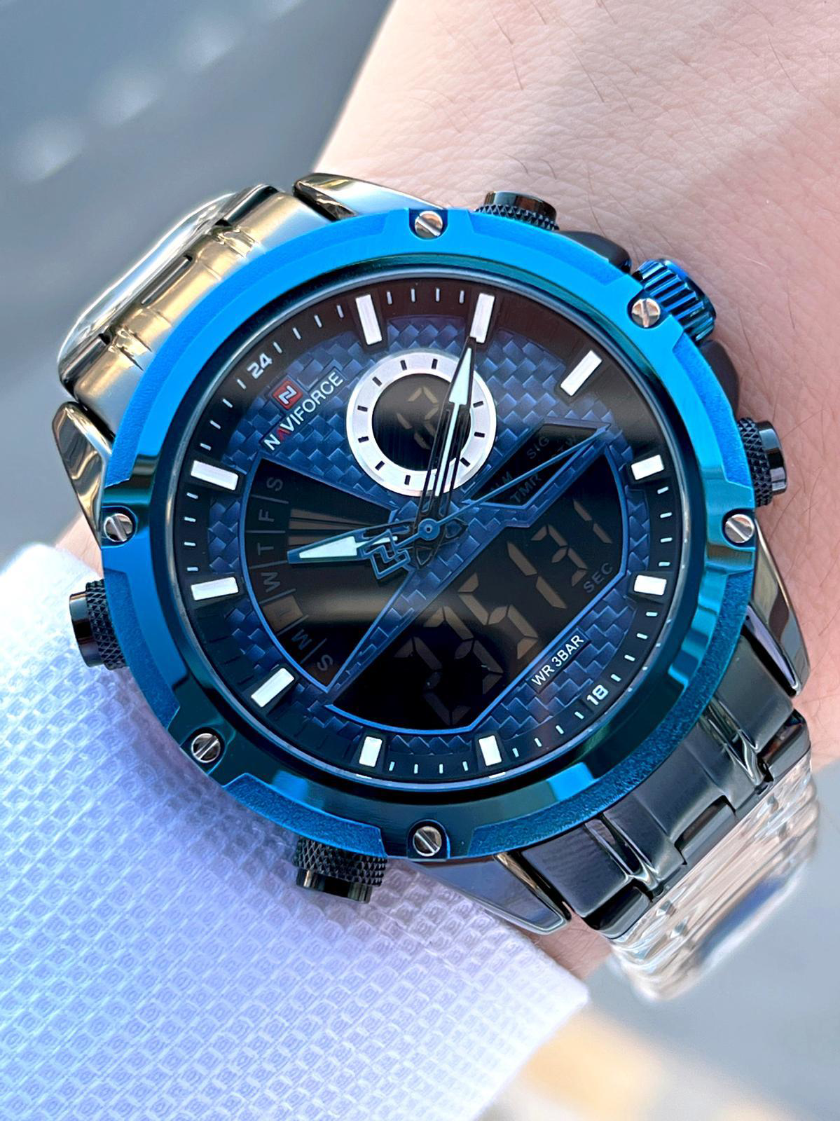 Naviforce Çelik Kordon İyon Kaplama Kasa Dijital&Analog Çift Kadr
