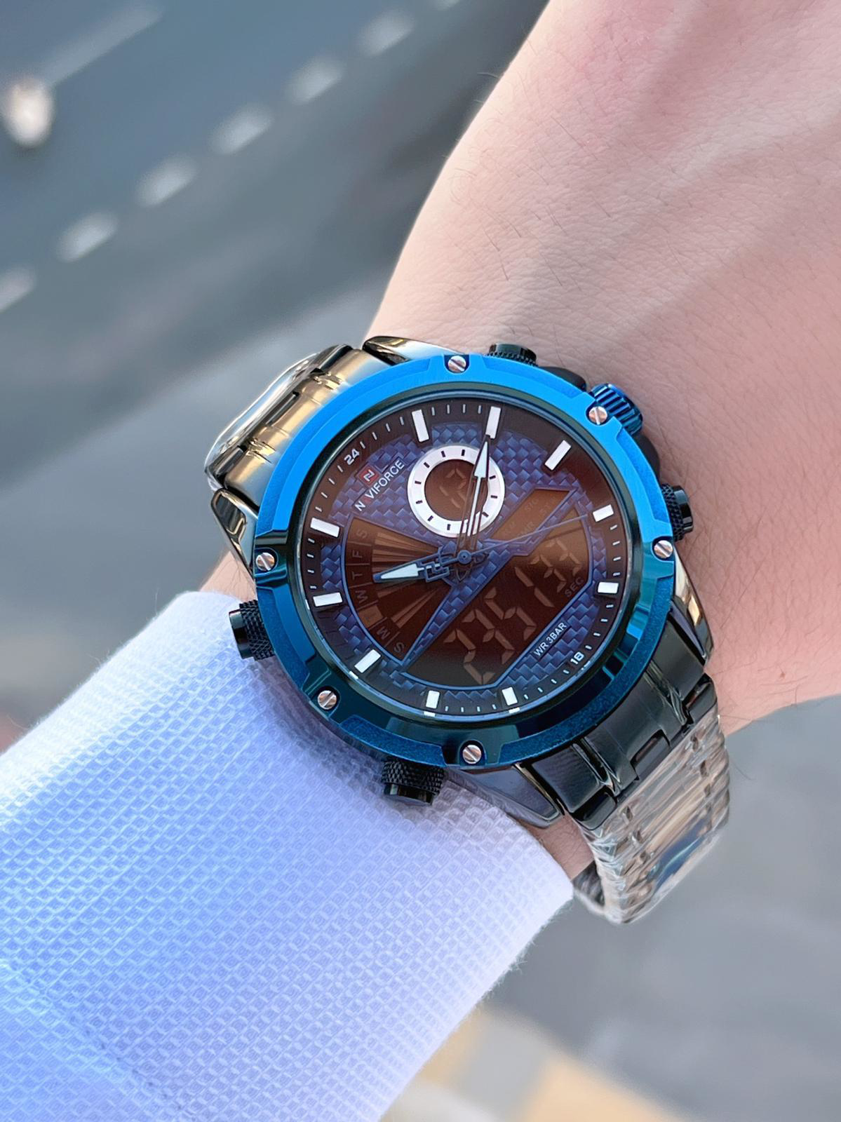 Naviforce Çelik Kordon İyon Kaplama Kasa Dijital&Analog Çift Kadr