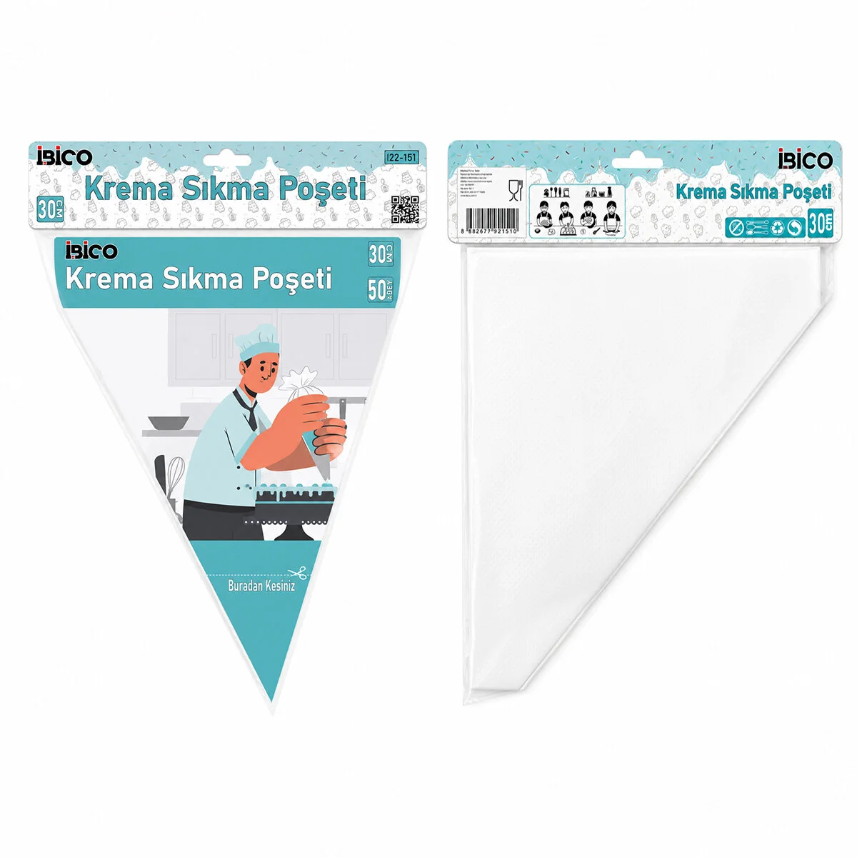 Naylon 30CM 50PCS Krema Sıkma Poşeti Torbası