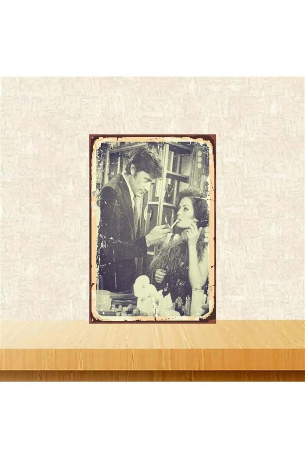 Nazan Şoray Cüneyt Arkın 20-30 Cm Retro Ahşap Poster