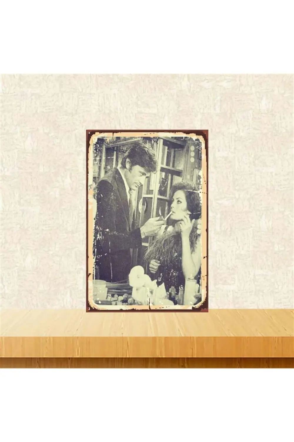 Nazan Şoray Cüneyt Arkın 20-30 Cm Retro Ahşap Poster