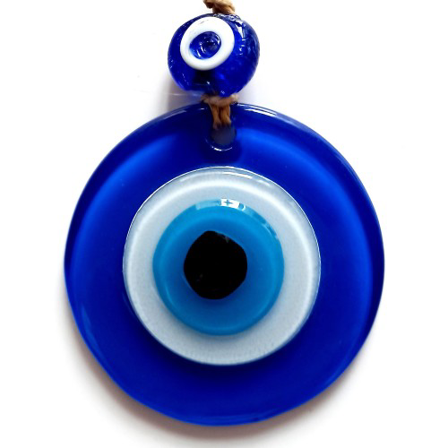 Nazar Boncuklu Mavi Renk Mini Duvar Süsü Dekoratif Hediyelik Cam 