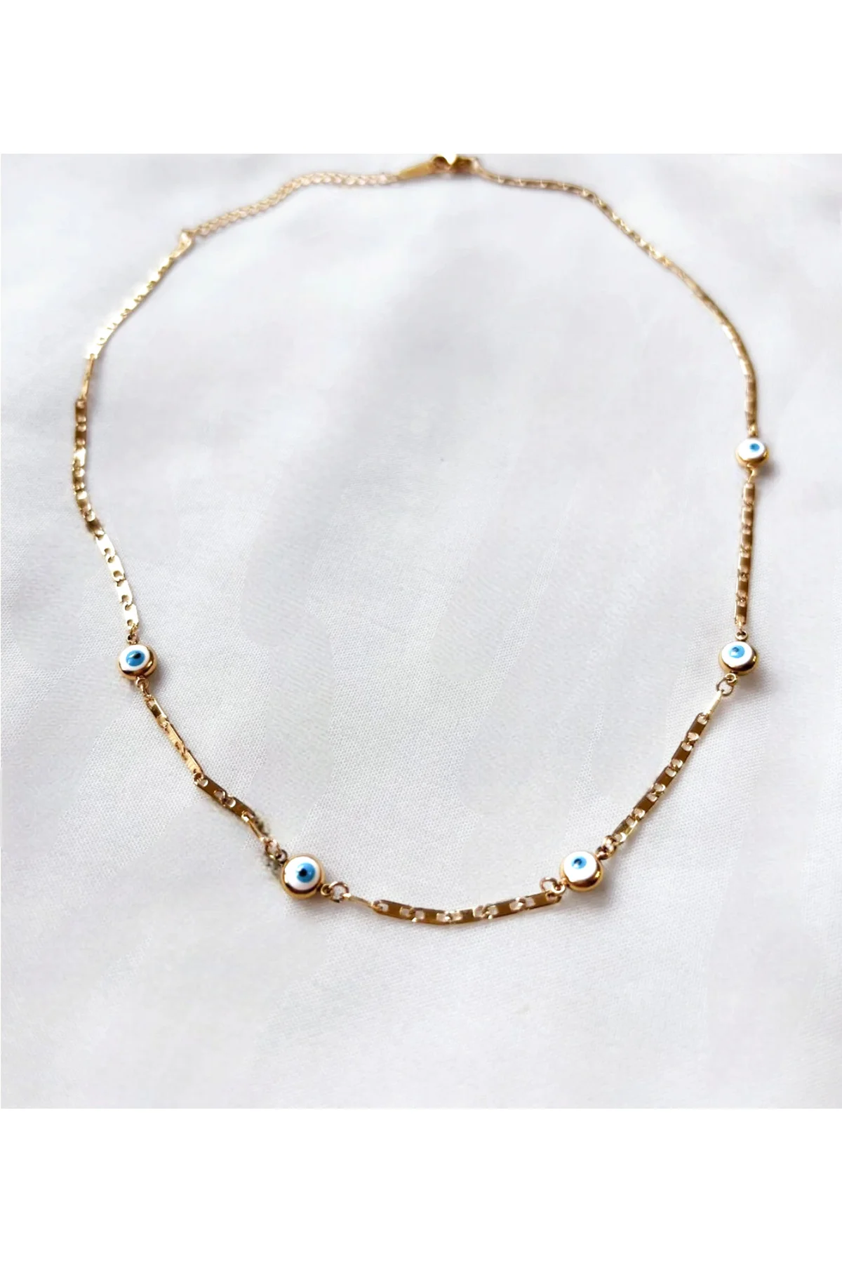 Nazar Boncuklu Atlın Renkli Çelik Kolye