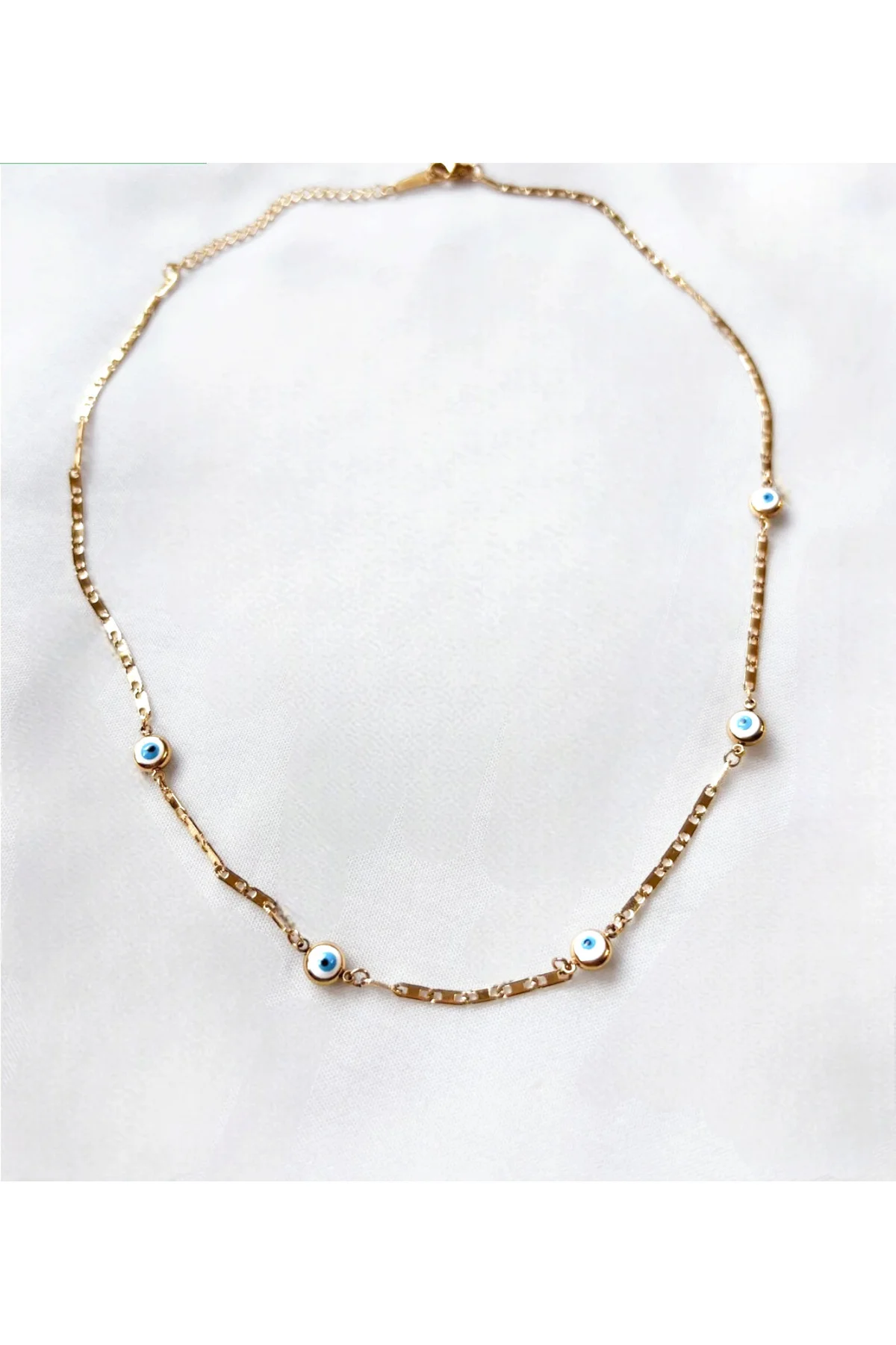 Nazar Boncuklu Atlın Renkli Çelik Kolye