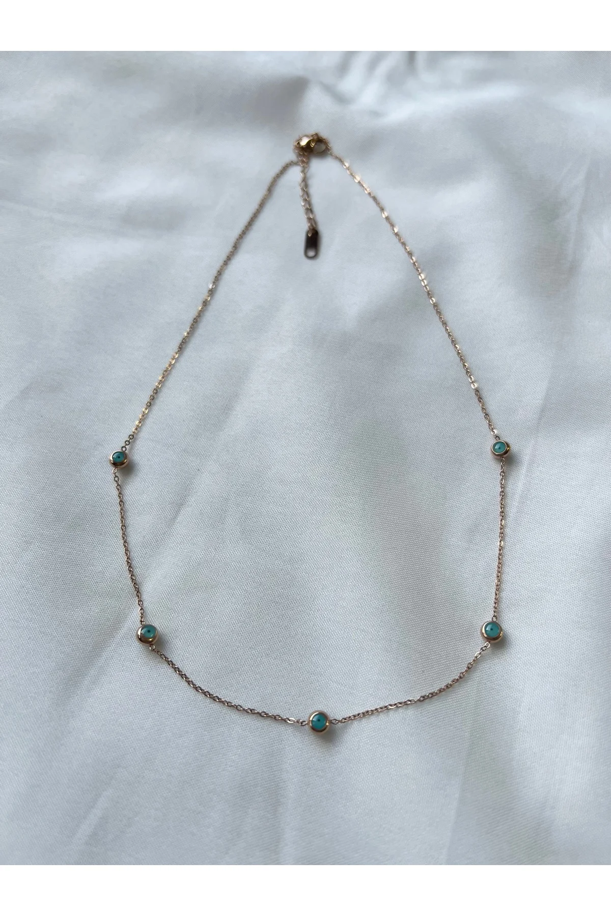 Nazar Boncuklu Bronz Çelik Kolye