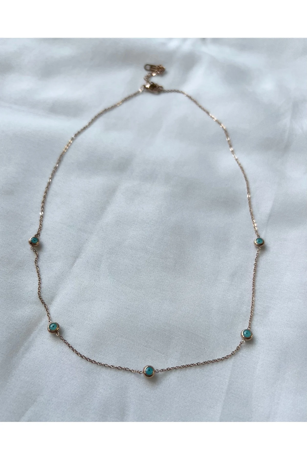 Nazar Boncuklu Bronz Çelik Kolye