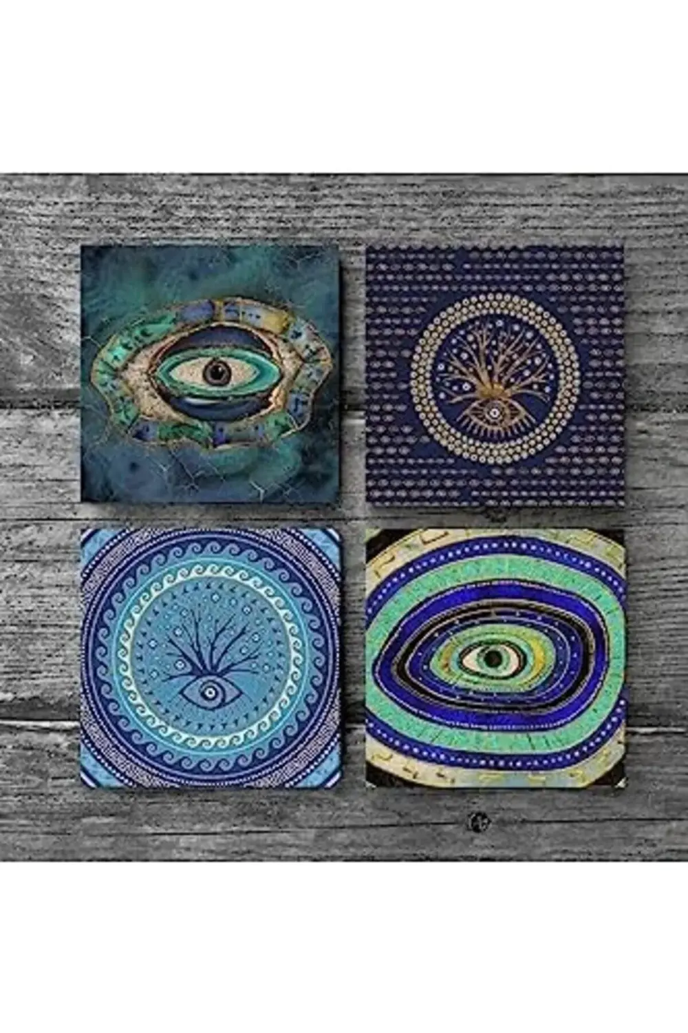 Nazar Taş Altlığı Seti - 4 Parça - Dekoratif, Mutfak Aksesuarı, 1