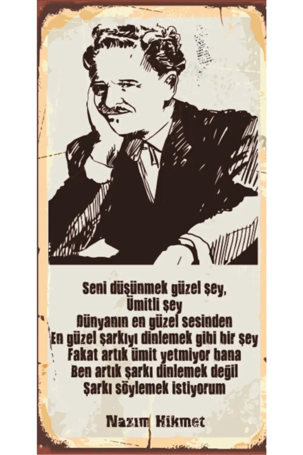 Nazım Hikmet - Retro Ahşap Poster – Özel Koleksiyon – Hbb Fiyatı, Yorumları ve Özellikleri